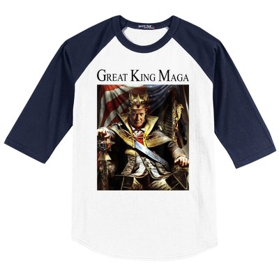 Great King Maga Donald Trump Throne Baseball Sleeve Shirt