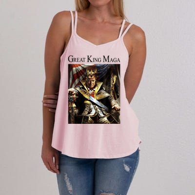 Great King Maga Donald Trump Throne Women's Strappy Tank