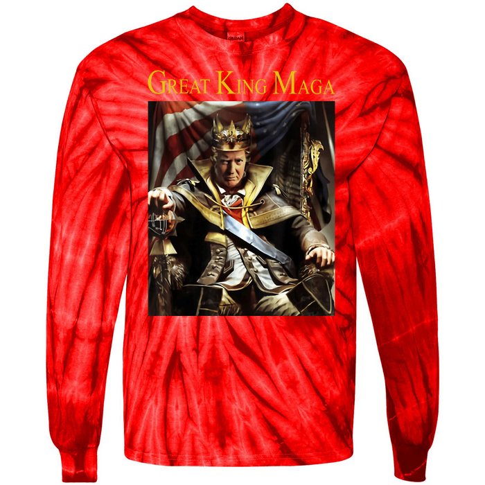 Great King Maga Donald Trump Throne Tie-Dye Long Sleeve Shirt