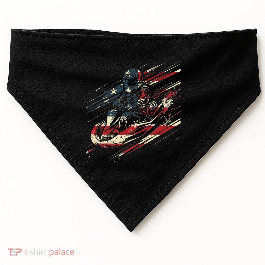 Go Kart Racing American Flag USA-Made Doggie Bandana