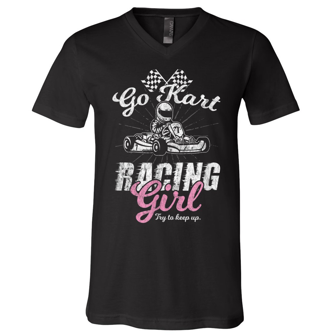 Go Kart Racing Girl Funny Sarcastic Women Girls Design V-Neck T-Shirt