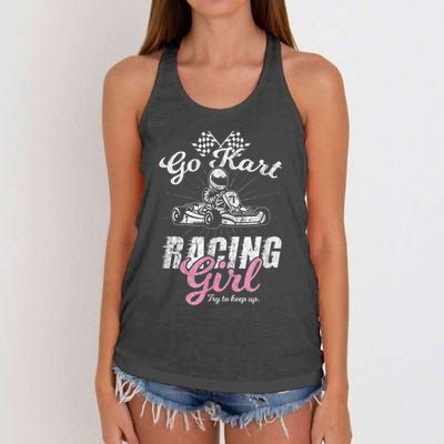 Go Kart Racing Girl Funny Sarcastic Women Girls Design Women's Knotted Racerback Tank