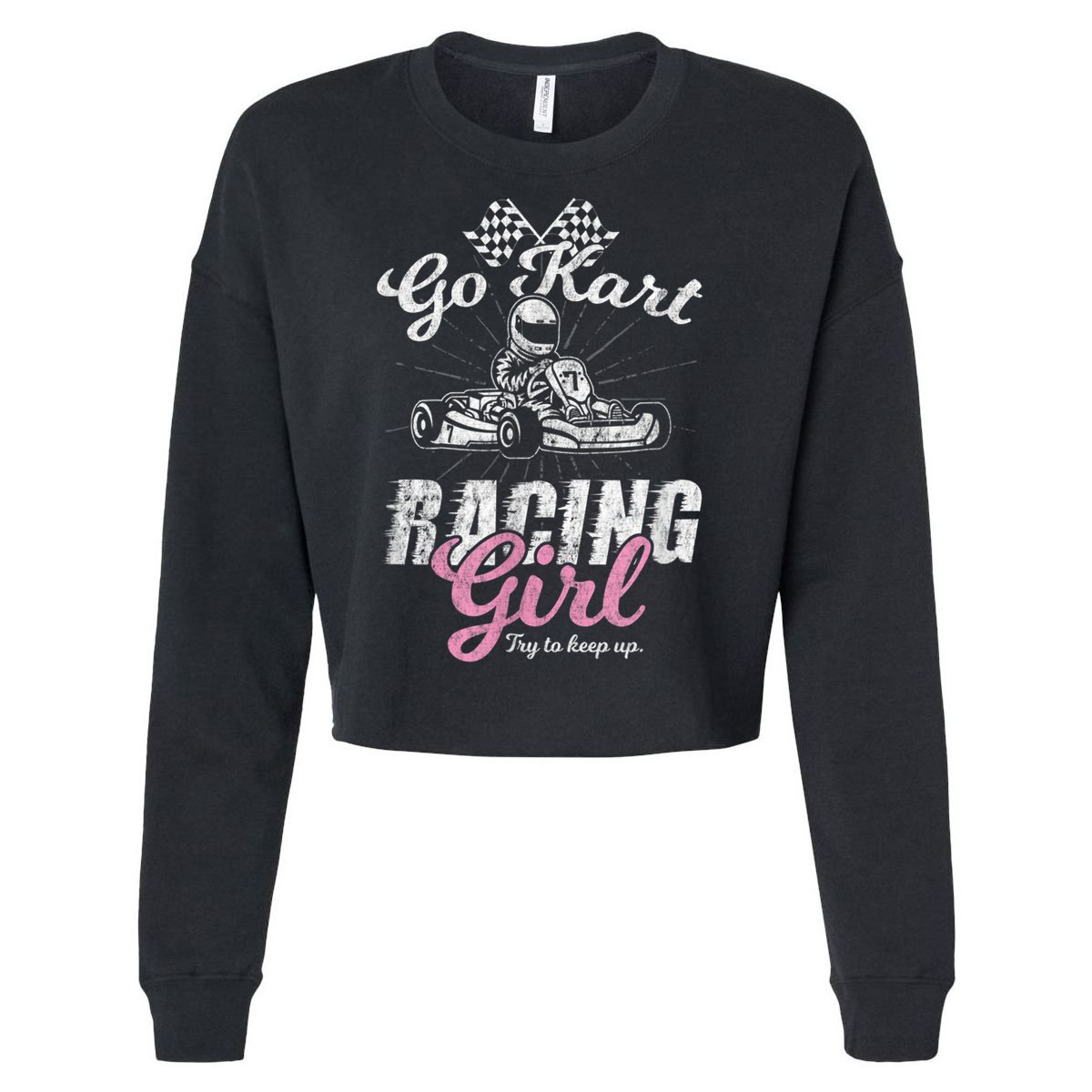 Go Kart Racing Girl Funny Sarcastic Women Girls Design Cropped Pullover Crew