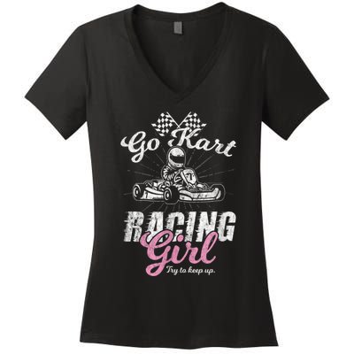 Go Kart Racing Girl Funny Sarcastic Women Girls Design Women's V-Neck T-Shirt