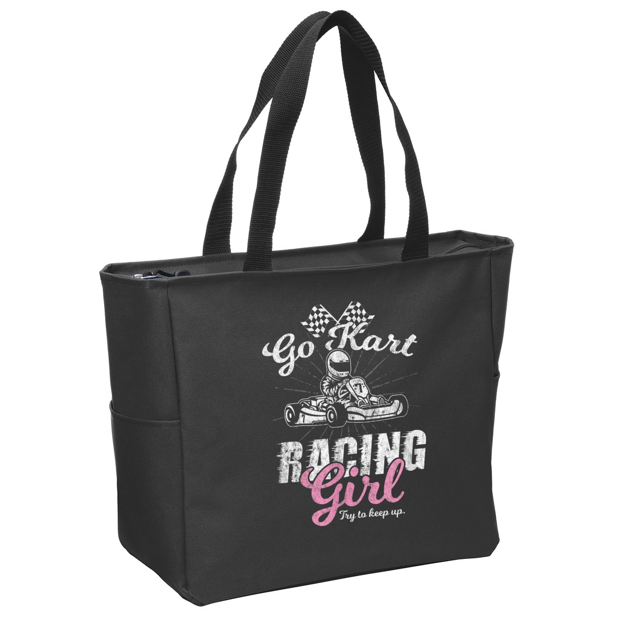 Go Kart Racing Girl Funny Sarcastic Women Girls Design Zip Tote Bag