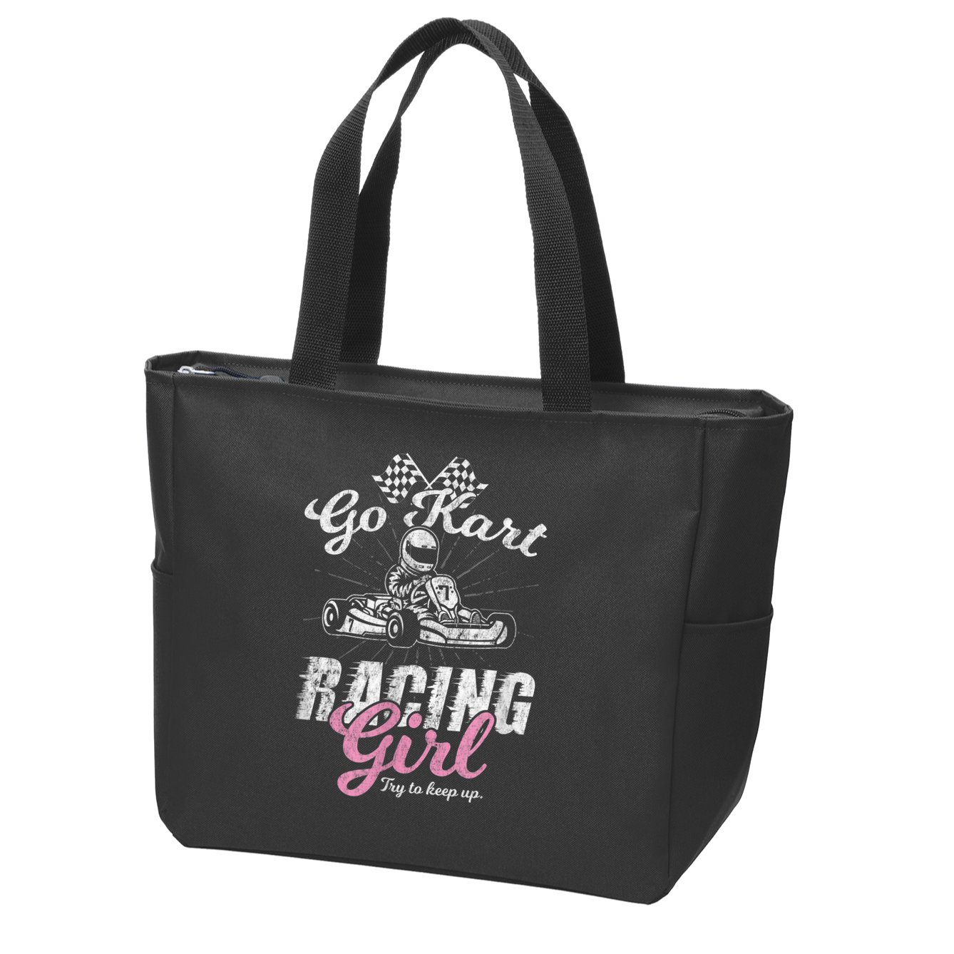 Go Kart Racing Girl Funny Sarcastic Women Girls Design Zip Tote Bag