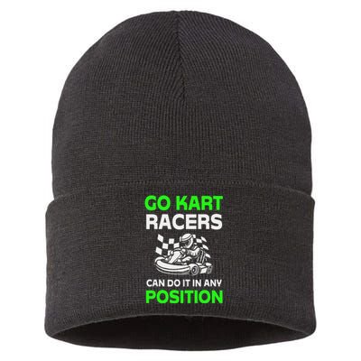 Go Kart Racers Can Do It In Any Position Funny Design Sustainable Knit Beanie