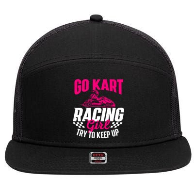 Go Kart Racing Girl Go Karting Lover Go Cart Racing 7 Panel Mesh Trucker Snapback Hat