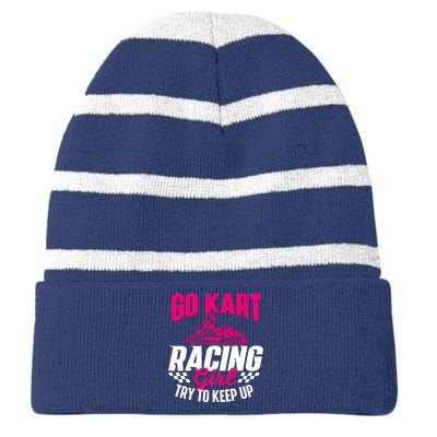 Go Kart Racing Girl Go Karting Lover Go Cart Racing Striped Beanie with Solid Band