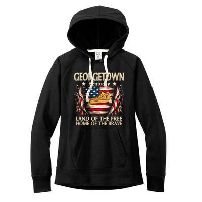 Georgetown Kentucky Usa Flag 4th Of July Cool Gift Women's Fleece Hoodie