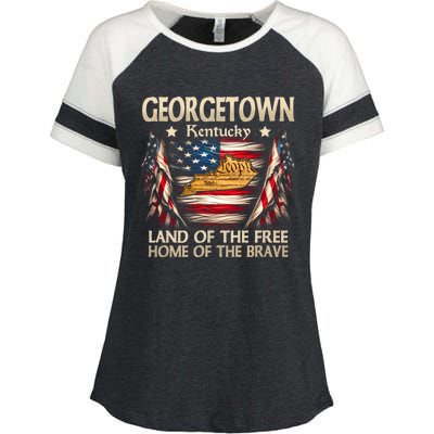 Georgetown Kentucky Usa Flag 4th Of July Cool Gift Enza Ladies Jersey Colorblock Tee