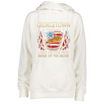 Georgetown Kentucky Usa Flag 4th Of July Cool Gift Womens Funnel Neck Pullover Hood