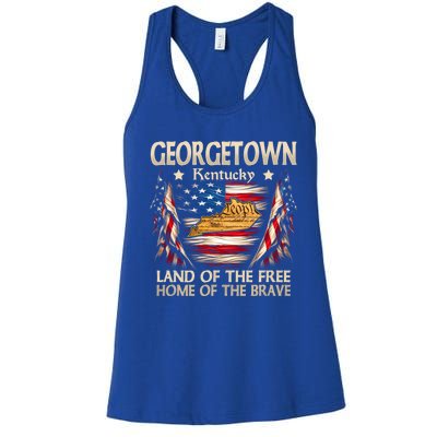 Georgetown Kentucky Usa Flag 4th Of July Cool Gift Women's Racerback Tank