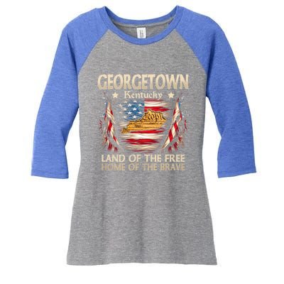 Georgetown Kentucky Usa Flag 4th Of July Cool Gift Women's Tri-Blend 3/4-Sleeve Raglan Shirt