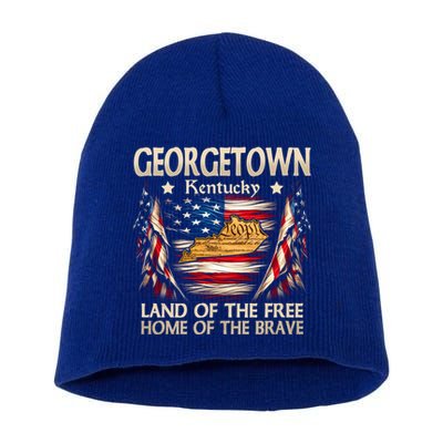 Georgetown Kentucky Usa Flag 4th Of July Cool Gift Short Acrylic Beanie