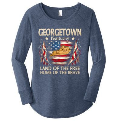 Georgetown Kentucky Usa Flag 4th Of July Cool Gift Women's Perfect Tri Tunic Long Sleeve Shirt