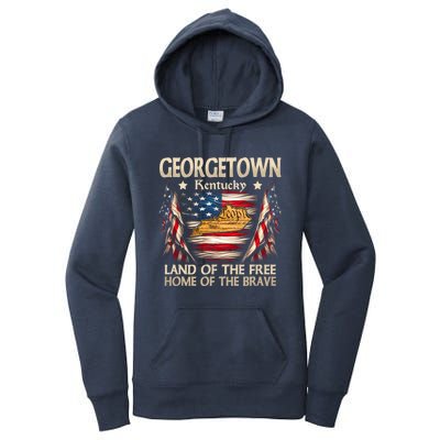 Georgetown Kentucky Usa Flag 4th Of July Cool Gift Women's Pullover Hoodie