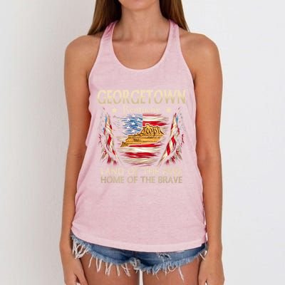 Georgetown Kentucky Usa Flag 4th Of July Cool Gift Women's Knotted Racerback Tank