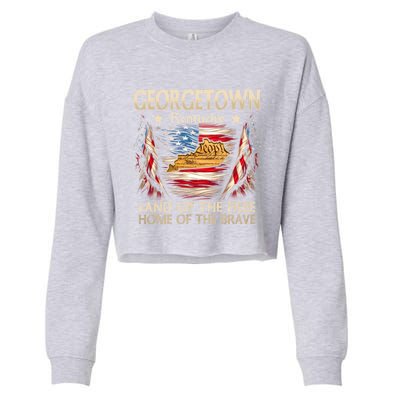 Georgetown Kentucky Usa Flag 4th Of July Cool Gift Cropped Pullover Crew