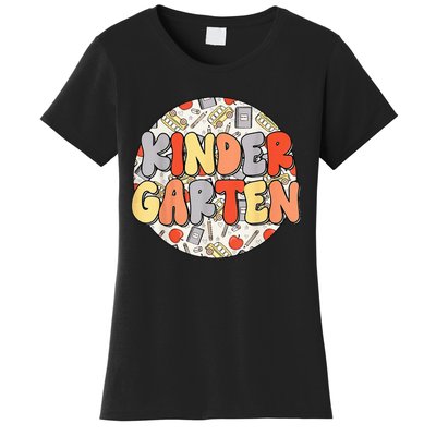 Groovy Kindergarten Vibes Retro Teachers Back To School Women's T-Shirt