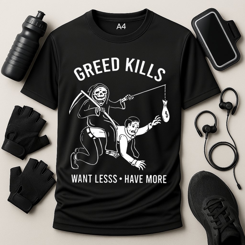 Greed Kills Want Less Have More Performance Shirt