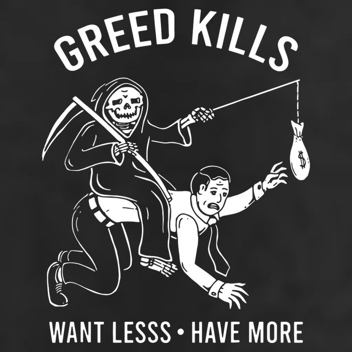 Greed Kills Want Less Have More Large Microfiber Waffle Golf Towel