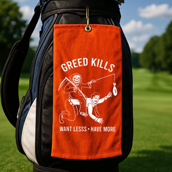 Greed Kills Want Less Have More Golf Towel