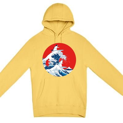 Great Kanagawa Wave Of Cats Premium Pullover Hoodie