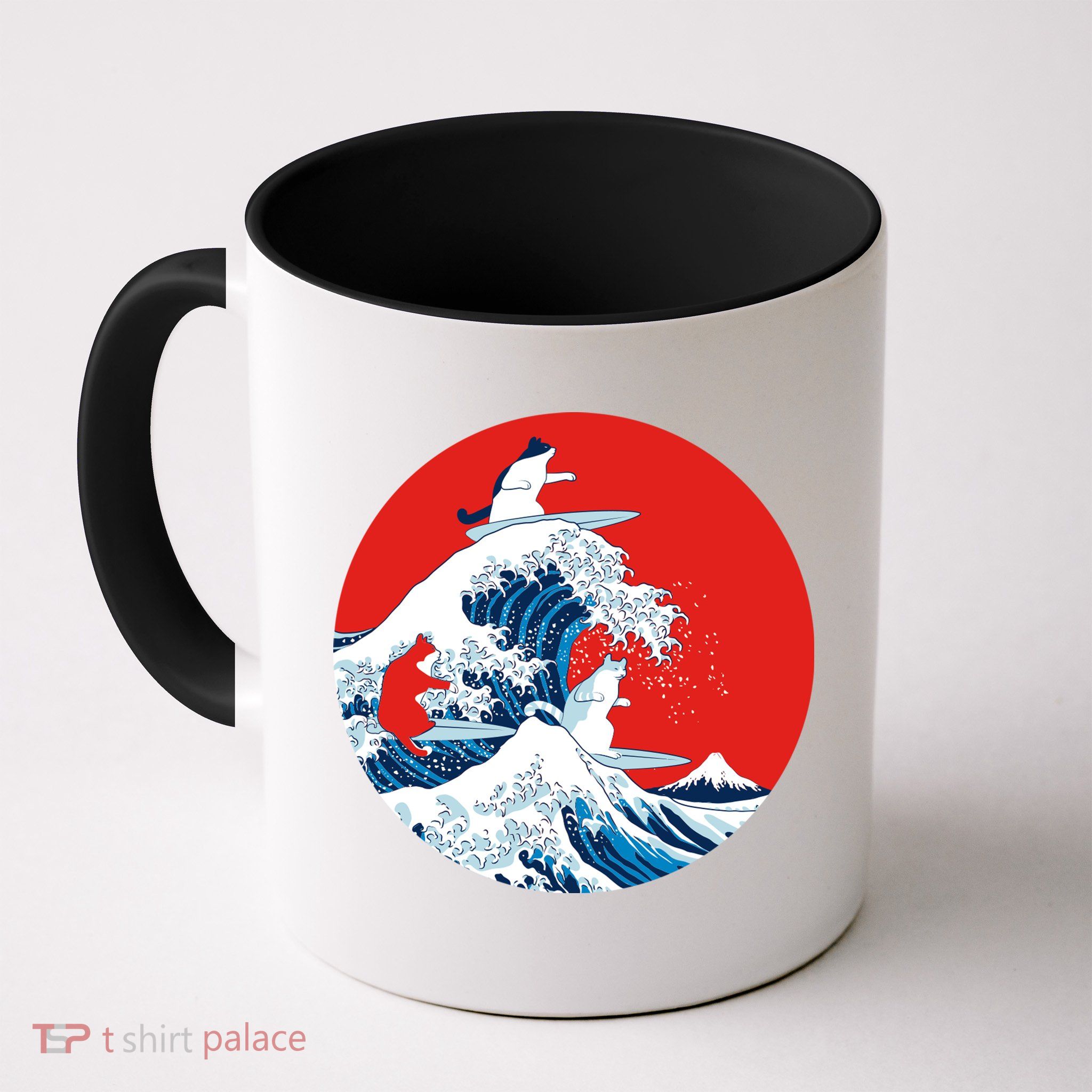 Great Kanagawa Wave Of Cats Coffee Mug