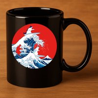 Great Kanagawa Wave Of Cats 11oz C Handle Ceramic Mug