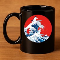 Great Kanagawa Wave Of Cats 11oz C Handle Ceramic Mug