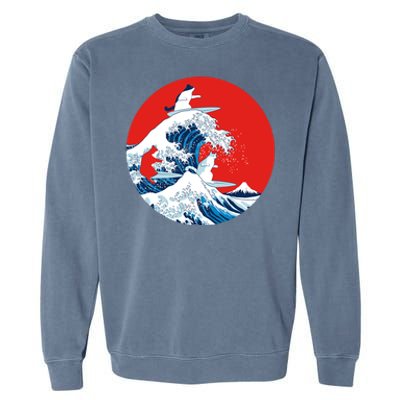 Great Kanagawa Wave Of Cats Garment-Dyed Sweatshirt