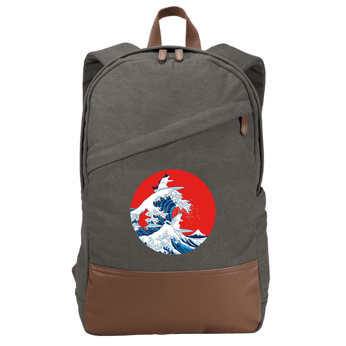 Great Kanagawa Wave Of Cats Cotton Canvas Backpack