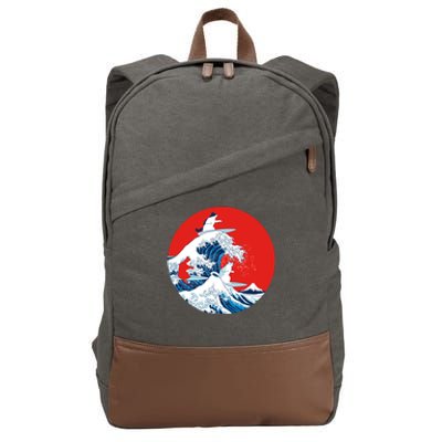 Great Kanagawa Wave Of Cats Cotton Canvas Backpack