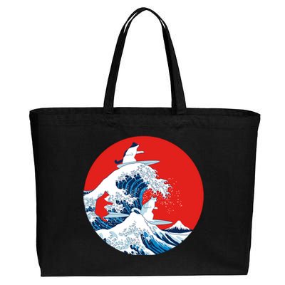 Great Kanagawa Wave Of Cats Cotton Canvas Jumbo Tote