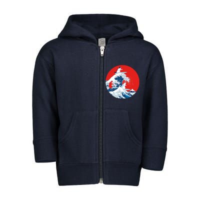 Great Kanagawa Wave Of Cats Toddler Zip Fleece Hoodie