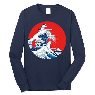 Great Kanagawa Wave Of Cats Long Sleeve Shirt