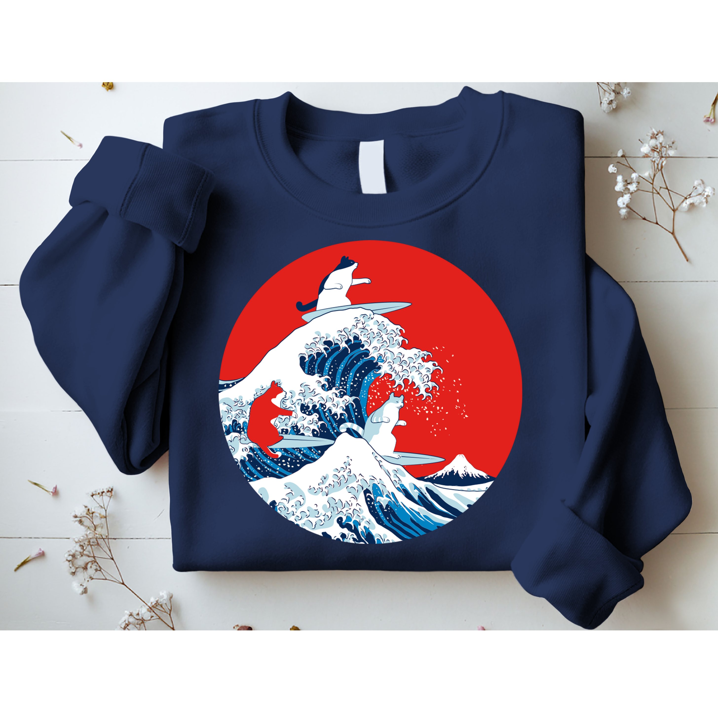 Great Kanagawa Wave Of Cats Sweatshirt