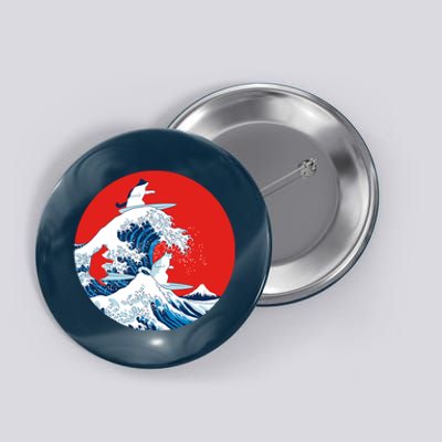 Great Kanagawa Wave Of Cats Button