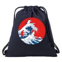 Great Kanagawa Wave Of Cats Drawstring Bag