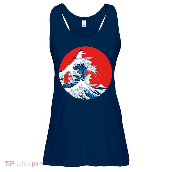 Great Kanagawa Wave Of Cats Ladies Essential Flowy Tank