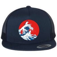 Great Kanagawa Wave Of Cats Flat Bill Trucker Hat