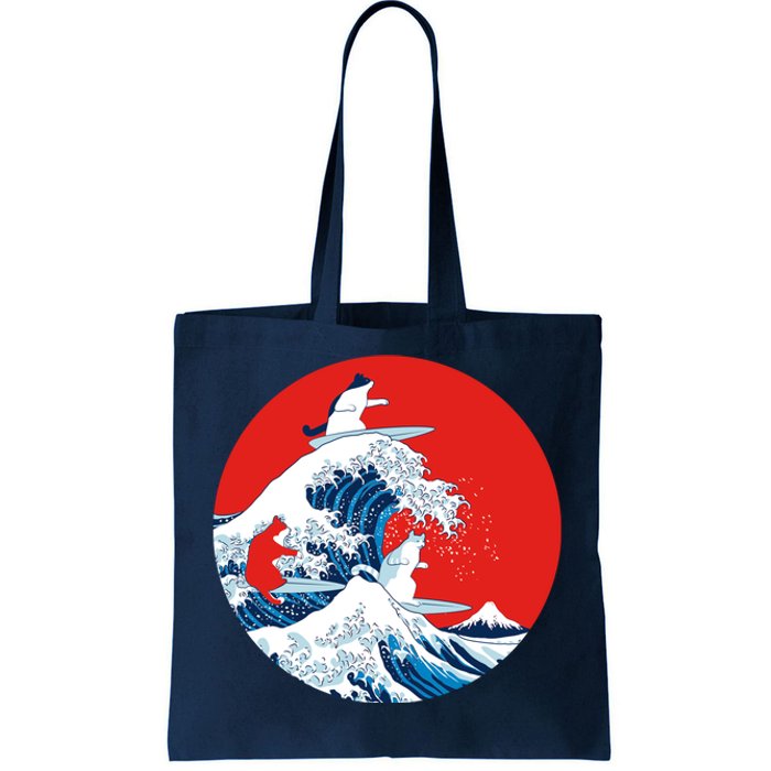 Great Kanagawa Wave Of Cats Tote Bag