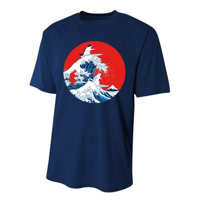 Great Kanagawa Wave Of Cats Performance Sprint T-Shirt