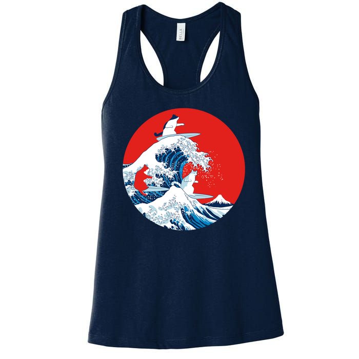 Great Kanagawa Wave Of Cats Women's Racerback Tank