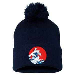 Great Kanagawa Wave Of Cats Pom Pom 12in Knit Beanie