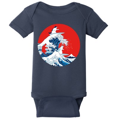 Great Kanagawa Wave Of Cats Baby Bodysuit