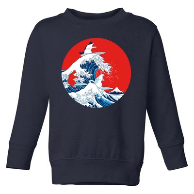 Great Kanagawa Wave Of Cats Toddler Sweatshirt