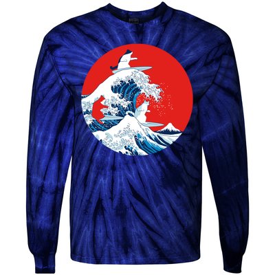 Great Kanagawa Wave Of Cats Tie-Dye Long Sleeve Shirt