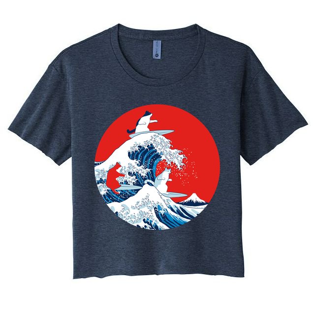 Great Kanagawa Wave Of Cats Crop Top